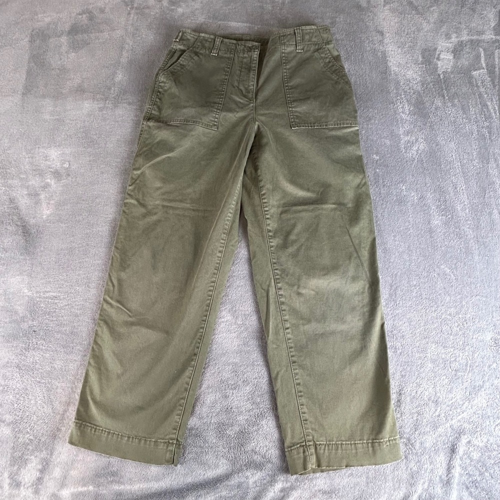 Talbots Olive Green High Waist Patch Pocket Crop Utility Pants Size 8